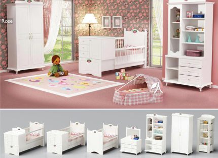 سرویس خواب نوزاد و نوجوان مدل (گل رز صورتی) | خرید و قیمت محصولات چوبی